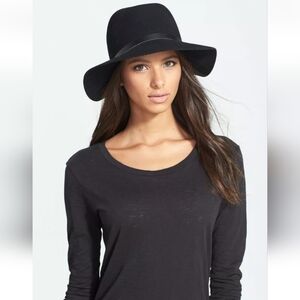 rag & bone Floppy Brim Black Wool Fedora Hat 1034 Size S